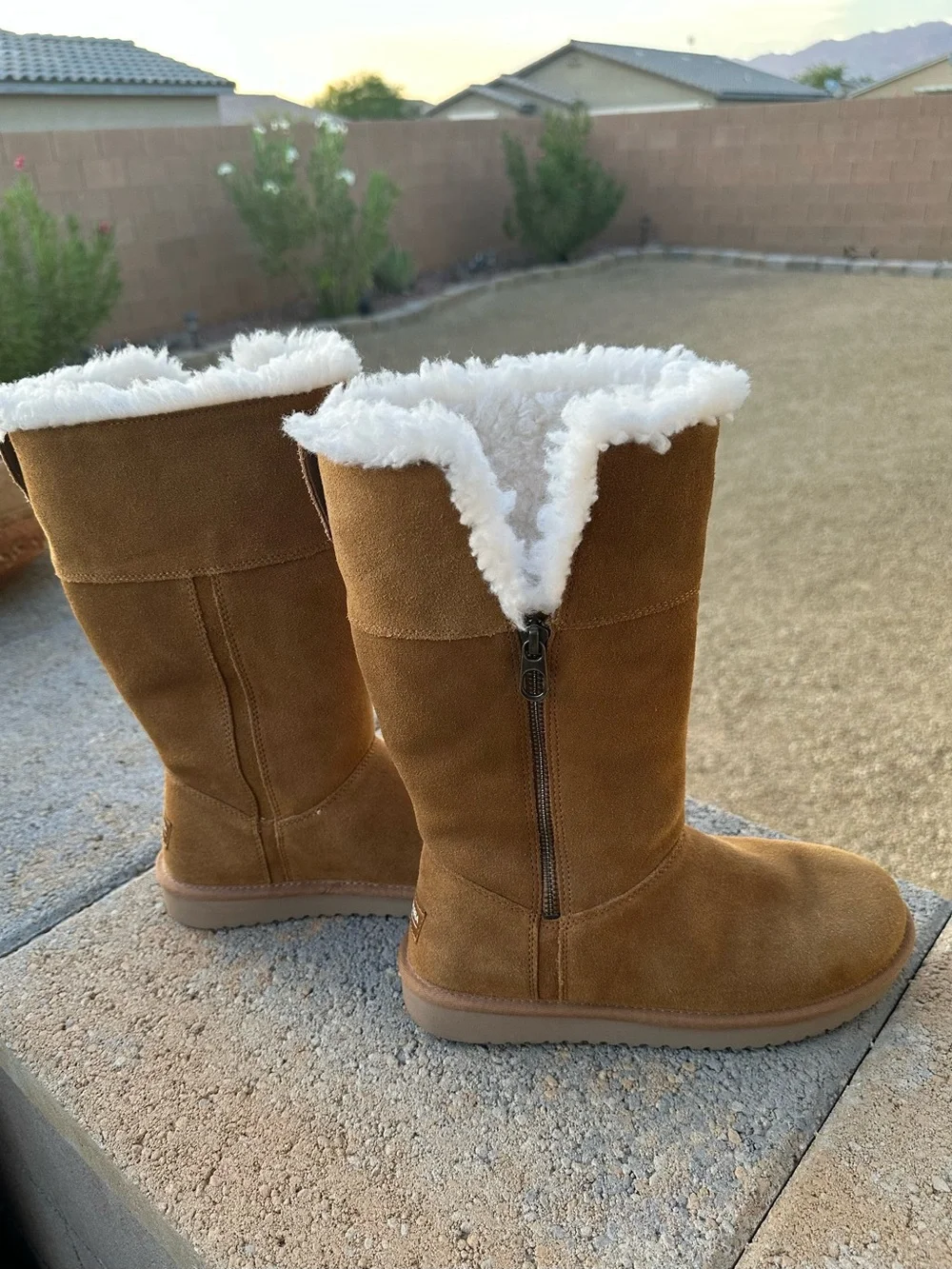 Koolaburra by UGG Aribel Tall boots in chestnut suede with a plush faux-fur